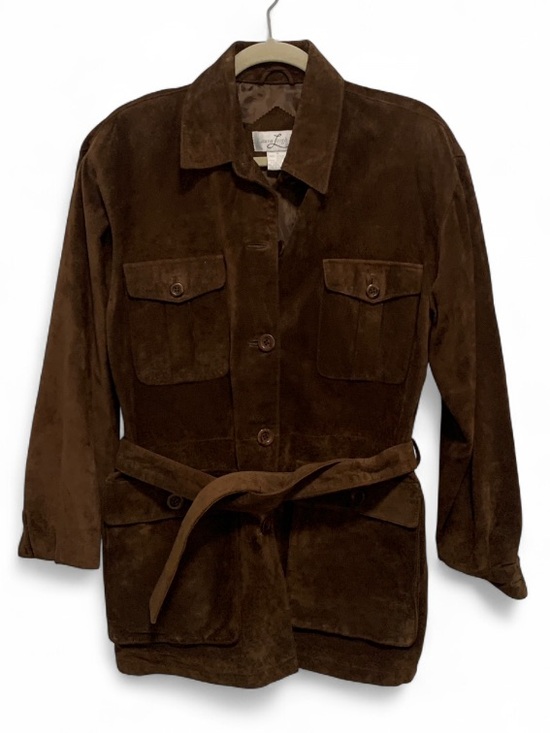 Vintage Jackets & Blazers - Vintage Laura Leigh Brown Genuine Suede Long Belted Jacket